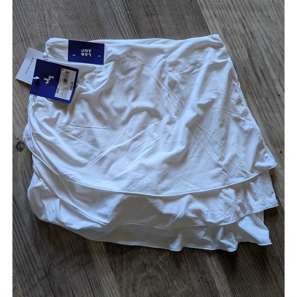 Medium JoyLab High-Rise‎ Skort Womens White NWT Built-In Shorts Ruffle Athletic - Picture 3 of 3